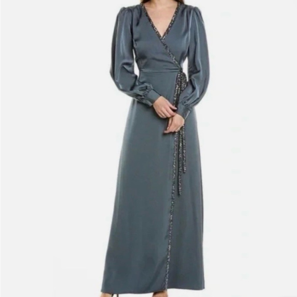 Sachin and Babi Dorothea gown in gunmetal grey NWT